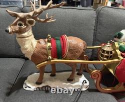 41 Holiday Living Animated Reindeer & Santa On Sleigh Lamp Christmas Tested