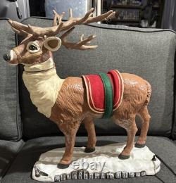 41 Holiday Living Animated Reindeer & Santa On Sleigh Lamp Christmas Tested