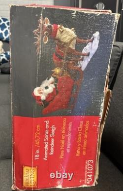 41 Holiday Living Animated Reindeer & Santa On Sleigh Lamp Christmas Tested