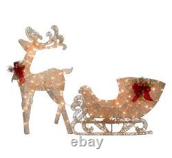 48 in LED Rudolph Reindeer Santa's Sleigh CHRISTMAS OUTDOOR holiday Yard Decor