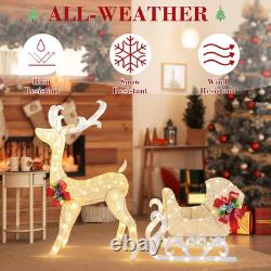 4FT Lighted Christmas Reindeer & Sleigh Set with 205 LED Lights for Outdoors 4FT Lighted Christmas Reindeer & Sleigh Set with 205 LED Lights for Outdoors