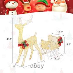 4FT Lighted Christmas Reindeer & Sleigh Set with 205 LED Lights for Outdoors 4FT Lighted Christmas Reindeer & Sleigh Set with 205 LED Lights for Outdoors