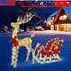4ft Lighted Christmas Reindeer And Santa Sleigh Outdoor Decoration Deer Set