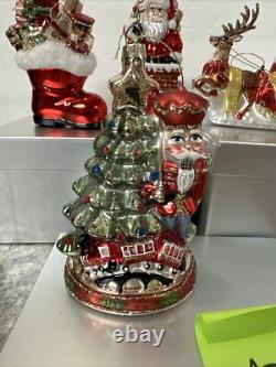 4 Blown Glass Santa Nutcracker Sleigh Reindeer Large Ornaments Valerie Parr Hill
