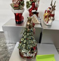 4 Blown Glass Santa Nutcracker Sleigh Reindeer Large Ornaments Valerie Parr Hill
