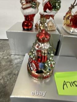 4 Blown Glass Santa Nutcracker Sleigh Reindeer Large Ornaments Valerie Parr Hill
