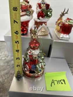4 Blown Glass Santa Nutcracker Sleigh Reindeer Large Ornaments Valerie Parr Hill