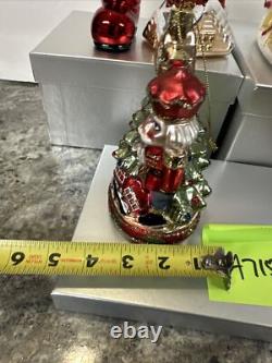 4 Blown Glass Santa Nutcracker Sleigh Reindeer Large Ornaments Valerie Parr Hill