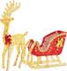 4 Ft Lighted Christmas Reindeer & Santa Sleigh Set, Family Outdoor Indoor Xmas P