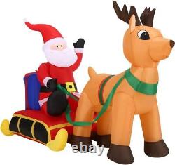 4-Ft. Inflatable Christmas Santa Claus in Sleigh with Reindeer and LED Ligh