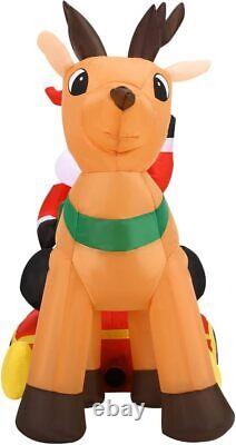 4-Ft. Inflatable Christmas Santa Claus in Sleigh with Reindeer and LED Ligh