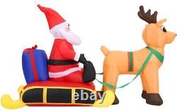 4-Ft. Inflatable Christmas Santa Claus in Sleigh with Reindeer and LED Ligh
