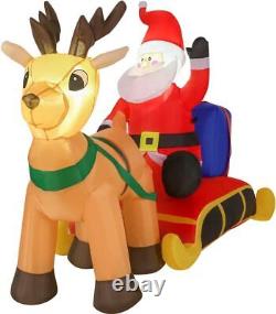 4-Ft. Inflatable Christmas Santa Claus in Sleigh with Reindeer and LED Ligh