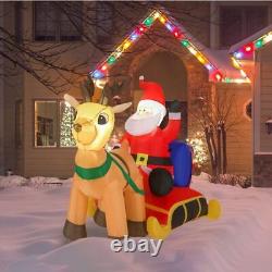 4-Ft. Inflatable Christmas Santa Claus in Sleigh with Reindeer and LED Ligh