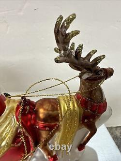 4 Large Blown Glass Santa Nutcracker Sleigh Reindeer Ornaments Valerie Parr Hill