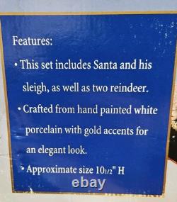 4 Pc Porcelain Christmas Ensemble Santa, Sleigh, Two Reindeers Read