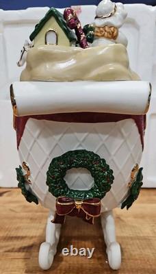 4 Pc Porcelain Christmas Ensemble Santa, Sleigh, Two Reindeers Read