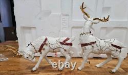 4 Pc Porcelain Christmas Ensemble Santa, Sleigh, Two Reindeers Read