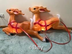 4 Vtg Empire 35 Long Blow Mold Reindeer For Santas Sleigh Christmas Yard Decor