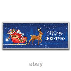 4 oz Silver Colorized Bar Santa's Sleigh & Reindeer (withBox)