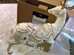 4 pc Member's Mark Holiday Collection Porcelain Santa Sleigh 2 Reindeer LARGE