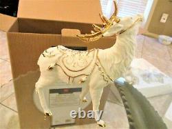 4 pc Member's Mark Holiday Collection Porcelain Santa Sleigh 2 Reindeer LARGE