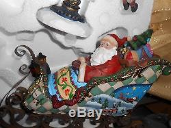 4 pc SANTA SLEIGH 3 REINDEER DISPLAY FIGURES KIRKLAND SIGNATURE Christmas Sled