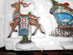 4 pc SANTA SLEIGH 3 REINDEER DISPLAY FIGURES KIRKLAND SIGNATURE Christmas Sled