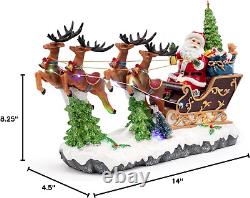 53011 Light-Up Santa Reindeer Sleigh Multicolor 14 X 8.25 Inches Resin Winter Ch