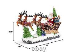 53011 Light-Up Santa Reindeer Sleigh Multicolor 14 x 8.25 Inches Resin Winter