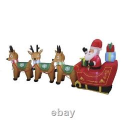 54 Lighted Santa Sleigh & Reindeer Lawn Inflatable Fun Christmas Holiday Decor