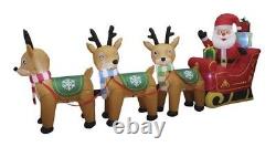 54 Lighted Santa Sleigh & Reindeer Lawn Inflatable Fun Christmas Holiday Decor