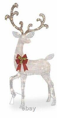 58 Lifesize Christmas Reindeer & Santa Sleigh Led Lighted Yard Decor