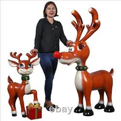 59 Rudolph the Red Nosed Reindeer Santa Sleigh Team Leader Christmas Statue