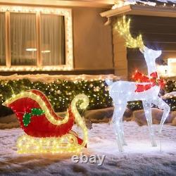5.4 FT Christmas Lighted Reindeer & Santa's Sleigh, Indoor/Outdoor Xmas Pre-L