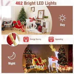 5.4 FT Christmas Lighted Reindeer & Santa's Sleigh, Indoor/Outdoor Xmas Pre-L