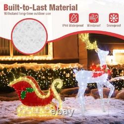 5.4 FT Christmas Lighted Reindeer & Santa's Sleigh, Indoor/Outdoor Xmas Pre-L