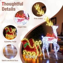 5.4 FT Christmas Lighted Reindeer & Santa's Sleigh, Indoor/Outdoor Xmas Pre-L