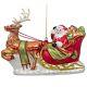 5.75in Santa Claus Sleigh And Reindeer Blown Glass Christmas Ornament, New