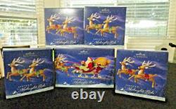 5 Box Set Hallmark Keepsake Ornaments Midnight Ride Santa & 8 Reindeer Nib