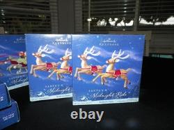 5 Box Set Hallmark Keepsake Ornaments Midnight Ride Santa & 8 Reindeer Nib