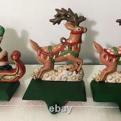 5 Midwest Cannon Falls Christmas Stocking Hanger Holders Santa Sleigh & Reindeer