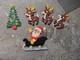 5p Lot Santa Sleigh Rudolph Reindeer Tree Melted Plastic Popcorn Christmas Decor
