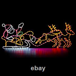 6FT 315L LED Santa Claus Sleigh and Reindeer Lights, Colorful Neon Light Sign An