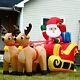 6ft Christmas Inflatable Santa Claus On Sleigh 2 Reindeer Christmas Decoratio