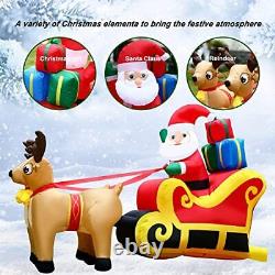 6FT Christmas Inflatable Santa Claus on Sleigh 2 Reindeer Christmas Decoratio
