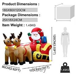 6FT Christmas Inflatable Santa Claus on Sleigh 2 Reindeer Christmas Decoratio