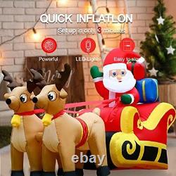 6FT Christmas Inflatable Santa Claus on Sleigh 2 Reindeer Christmas Decoratio