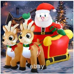 6FT Inflatable Santa Sleigh with 2 Reindeer LED Christmas Yard Decoration