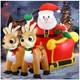 6ft Inflatable Santa Sleigh With 2 Reindeer Led Christmas Yard Decoration